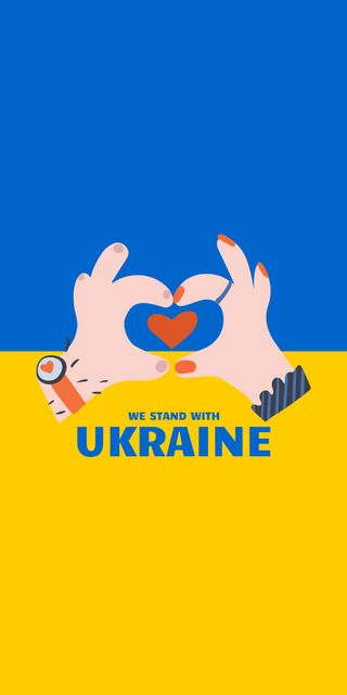 Hands holding Heart on Ukrainian Flag Graphic Modelo de Design