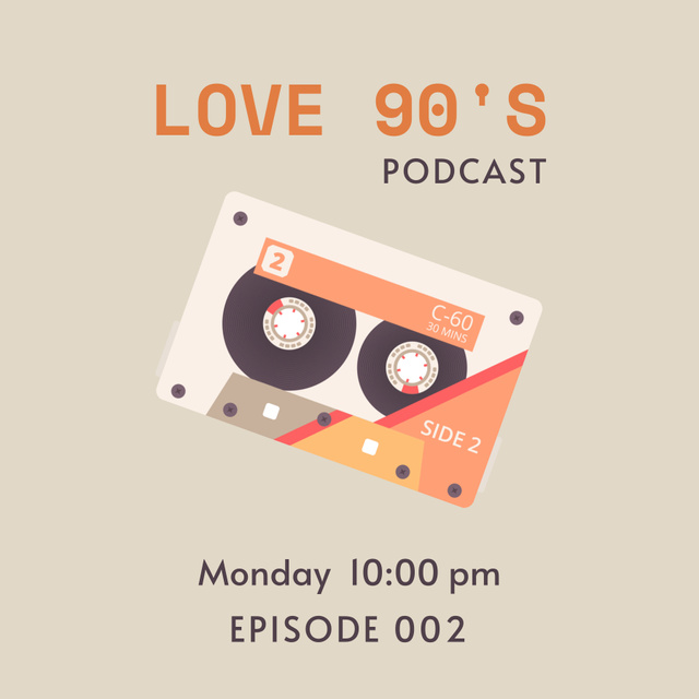 Template di design Podcast Announcement about Nineties Nostalgy Podcast Cover