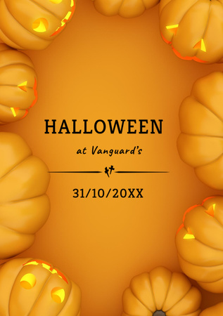 Halloween Celebration with Pumpkin Lanterns Flyer A7 Tasarım Şablonu