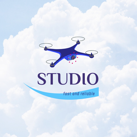 Illustration of Flying Drone Animated Logo Design Template