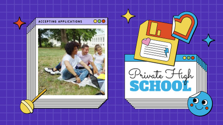 Soukromá střední škola požádat o oznámení ve fialové Full HD video Šablona návrhu