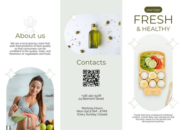 Fresh Grocery Sale Offer Brochure Modelo de Design
