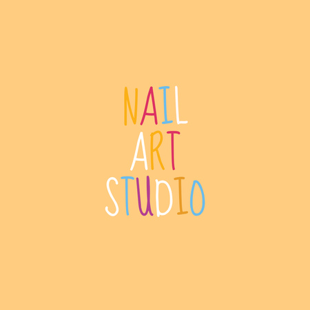 Colorful Nail Art Studio Services Offer Logo 1080x1080px Modelo de Design