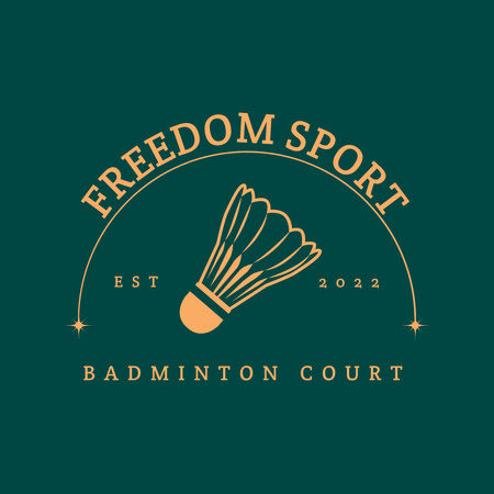 Template di design badminton corte annuncio con shuttlecock Logo