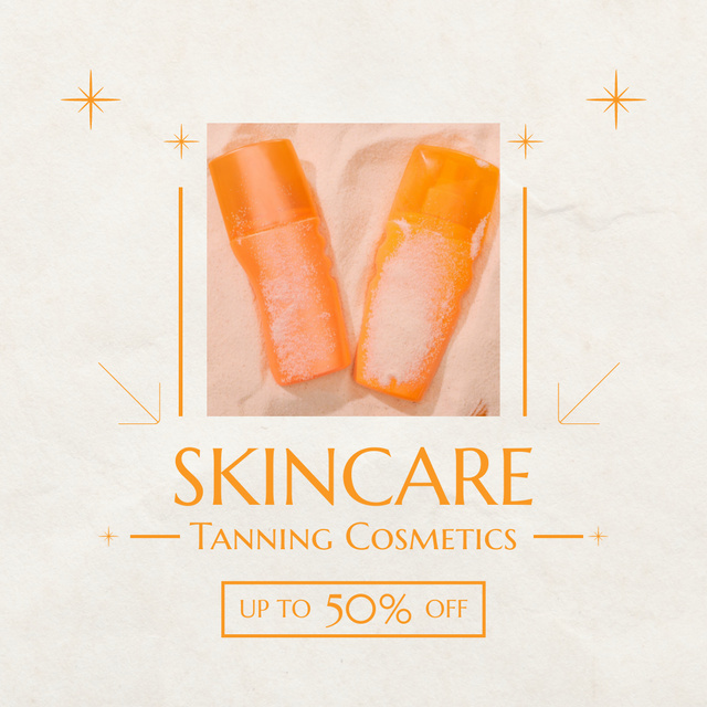 Designvorlage Selling Skincare Cosmetics During Tanning für Instagram AD