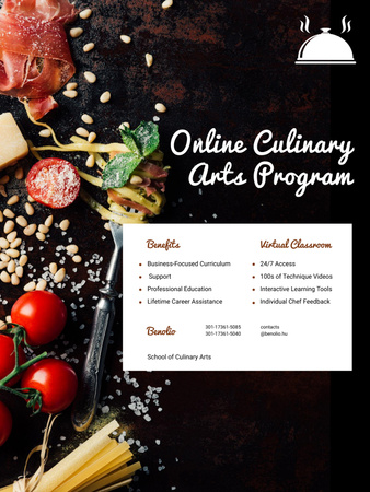 Culinary Courses Ad on Black Poster US Design Template