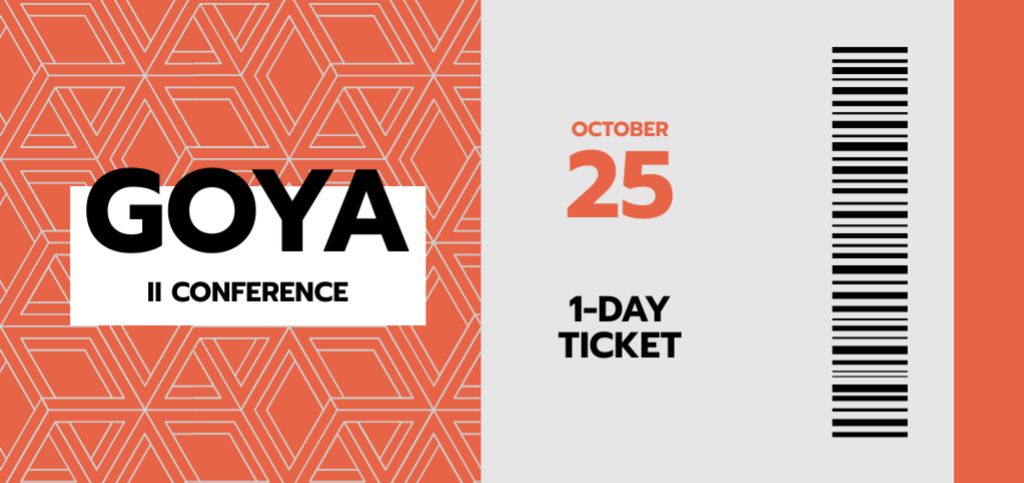 Technology Conference With Orange Rhombuses Ticket DL Design Template
