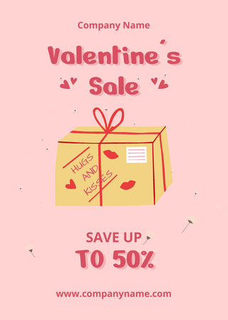 Valentine's Sale Announcement with Parcel Post Postcard A6 Vertical Design Template