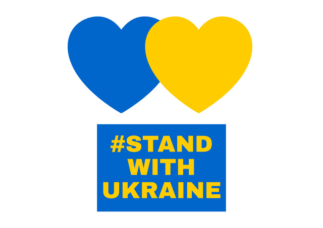 Hearts in Ukrainian Flag Colors and Phrase Poster A2 Horizontal Šablona návrhu