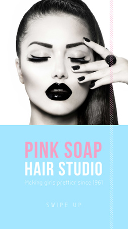 Template di design Offerta Hair Studio con donna dal trucco brillante Instagram Story