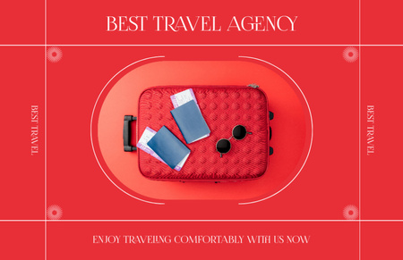 Modèle de visuel Annonce d'agence de voyage sur Red - Thank You Card 5.5x8.5in