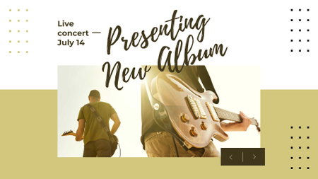 Music Concert Announcement with Man playing Guitar FB event cover Design Template