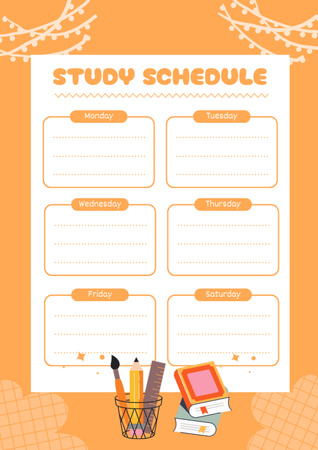Orange'da Müfredat Okul Planı Schedule Planner Tasarım Şablonu