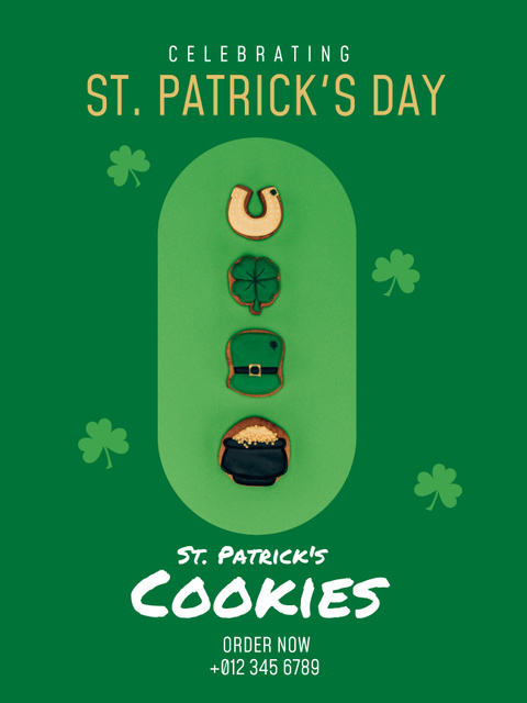 St. Patrick's Day Holiday Cookies Poster US Design Template