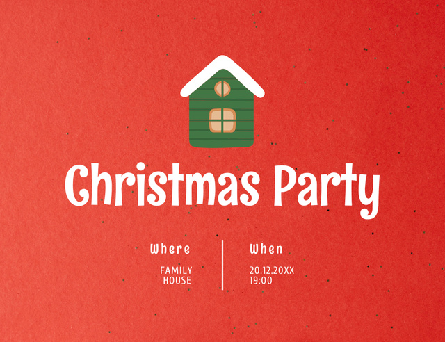 Christmas Party Announcement With House Invitation 13.9x10.7cm Horizontal tervezősablon