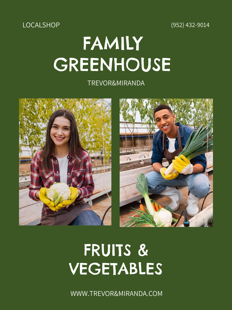 Szablon projektu Offer of Fruits and Veggies from Family Greenhouse Poster 36x48in