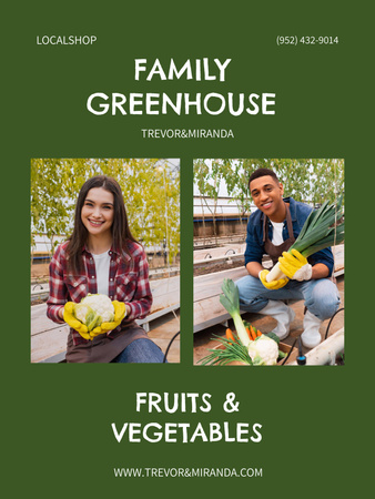 Platilla de diseño Offer of Fruits and Veggies from Family Greenhouse Poster 36x48in