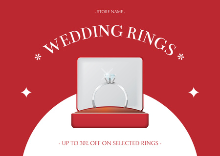 Plantilla de diseño de Descuento en anillos de boda y compromiso Card 