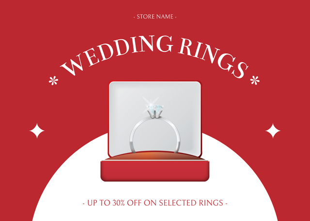 Discount on Wedding and Engagement Rings Card Modelo de Design