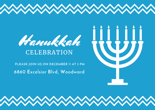 Invitation to Hanukkah Holiday Celebration Poster A2 Horizontal Šablona návrhu