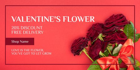 Valentine's Day Flowers Discount Twitter Design Template