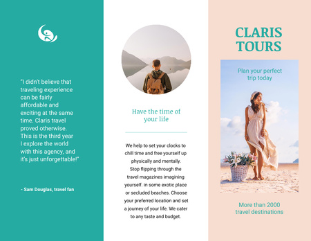 Travel Tours Offer with Woman Tourist Brochure 8.5x11in Z-fold Design Template
