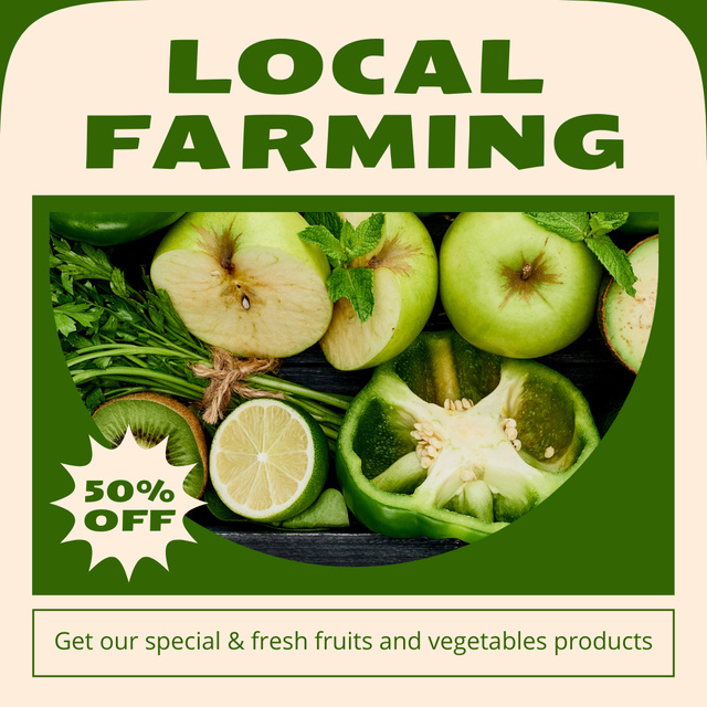 Designvorlage Fruits and Veggies at Local Market für Instagram AD