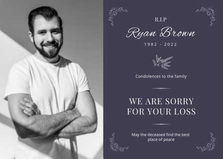 We Are Sorry for Your Loss Postcard 5x7in Design Template