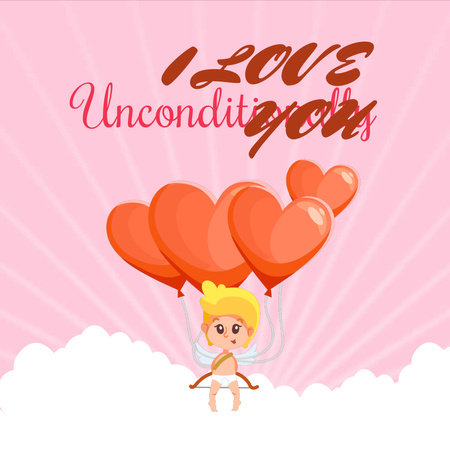 Modèle de visuel Cupidon fille avec des lettres de la Saint-Valentin - Animated Post