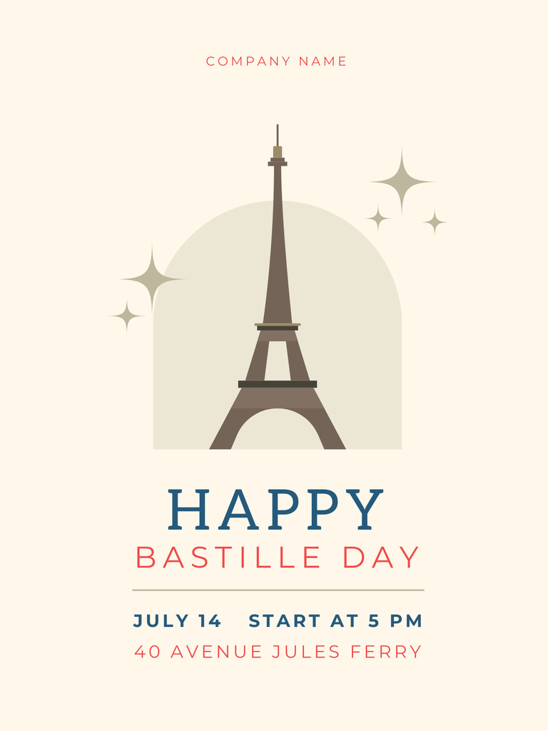 Bastille Day Holiday Celebration In July Poster US Šablona návrhu