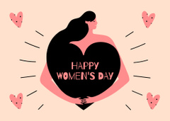 Women's Day Greeting with Woman holding Big Heart