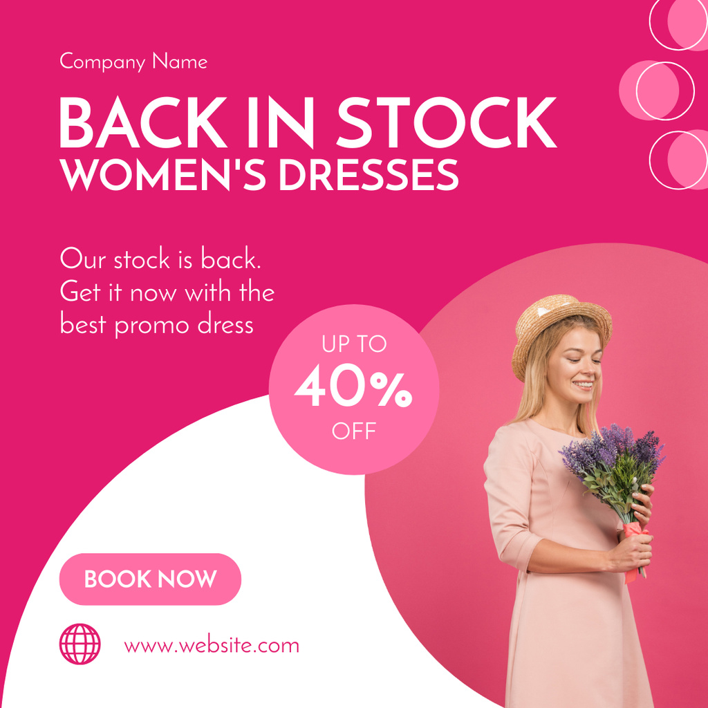Ontwerpsjabloon van Instagram van Women's Dresses are Back in Stock