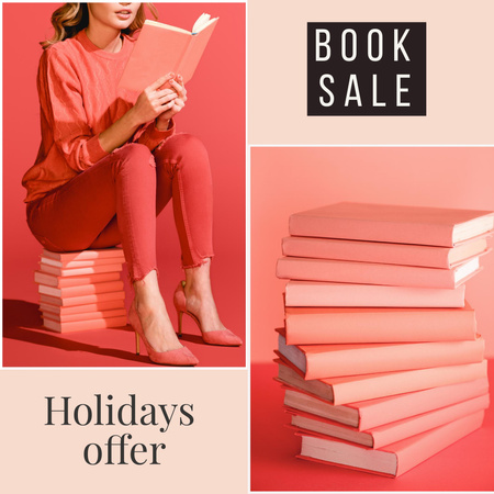 Book Sale Offer for Holidays Instagram tervezősablon