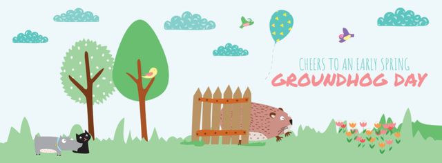 Plantilla de diseño de Groundhog day Greeting Facebook cover 