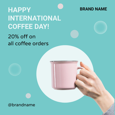 Platilla de diseño Hand Holding Pink Coffee Cup Instagram