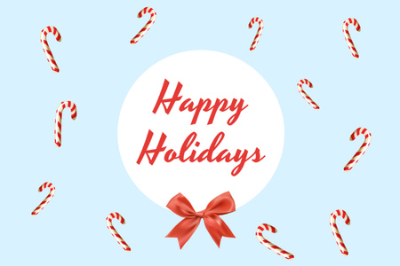 Cute Winter Holidays Greeting with Caramel Postcard 4x6in – шаблон для дизайна