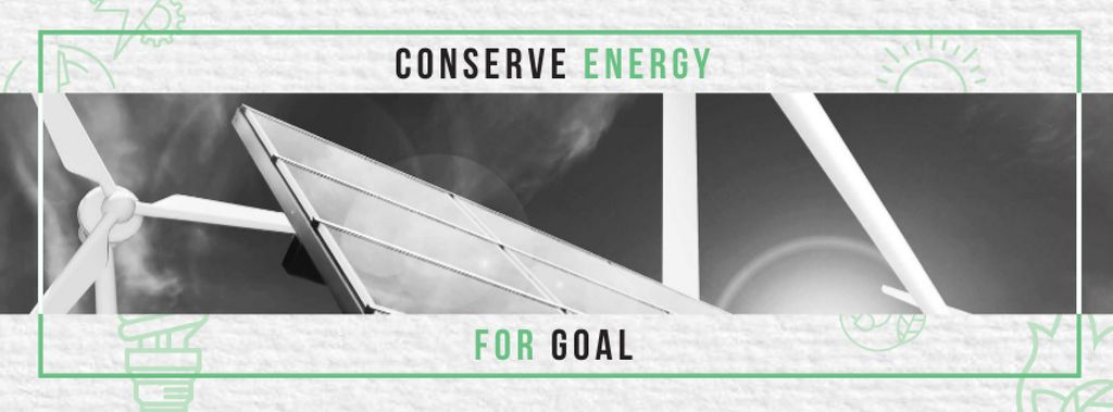 Alternative Energy Sources Ad with Wind Turbines Facebook coverデザインテンプレート