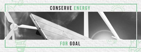 Alternative Energy Sources Ad with Wind Turbines Facebook cover Design Template