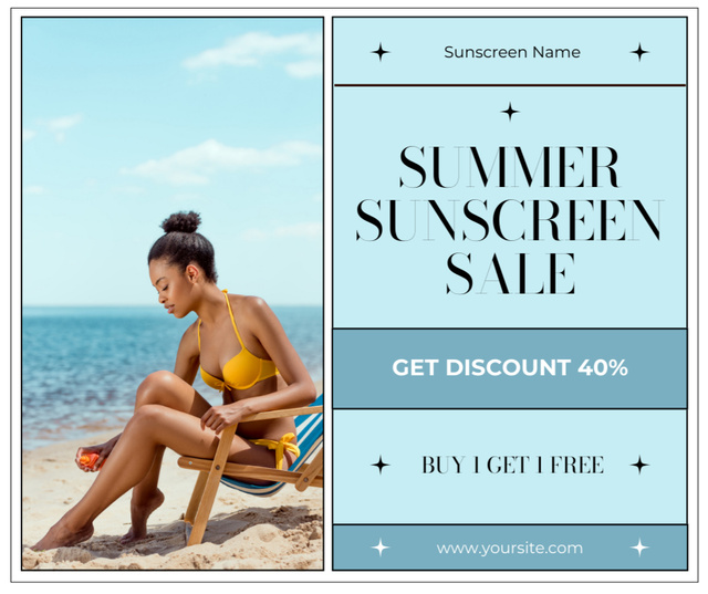 Summer Sale of Sunscreen Creams Facebookデザインテンプレート