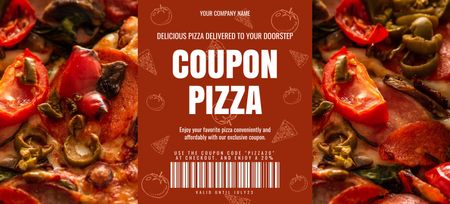 Voucher for Spicy Hot Pizza Coupon 3.75x8.25in Design Template
