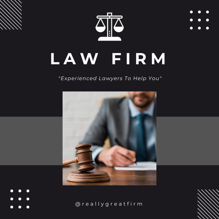 Law Firm Services Ad with Hammer on Table Instagram Design Template