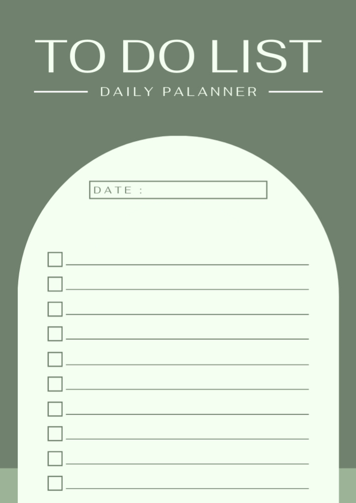 Minimalist To do List in Green Schedule Planner Design Template