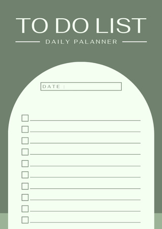 Minimalist To do List in Green Schedule Planner – шаблон для дизайну