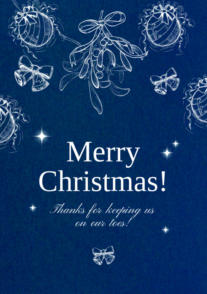 Modèle de visuel Christmas Greeting with Illustration of Decorations - Postcard A5 Vertical