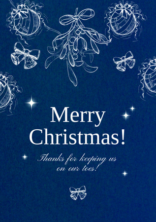 Christmas Greeting with Illustration of Decorations Postcard A5 Vertical Design Template
