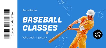 Szablon projektu High-quality Baseball Classes Offer with Player Man Coupon 3.75x8.25in
