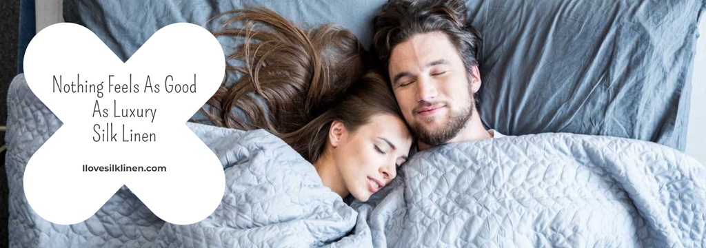 Plantilla de diseño de Bed Linen ad with Couple sleeping in bed Tumblr 