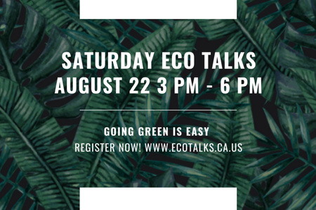 Saturday eco talks Announcement on green leaves Postcard 4x6in Design Template