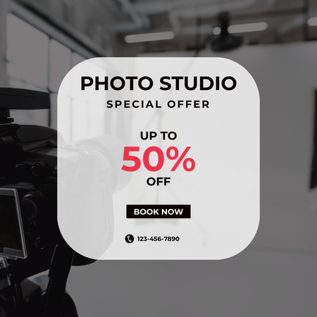Grey Ad of Photo Studio Instagram Design Template
