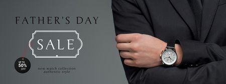 Ontwerpsjabloon van Facebook cover van Father's Day Men's Watch Sale Announcement
